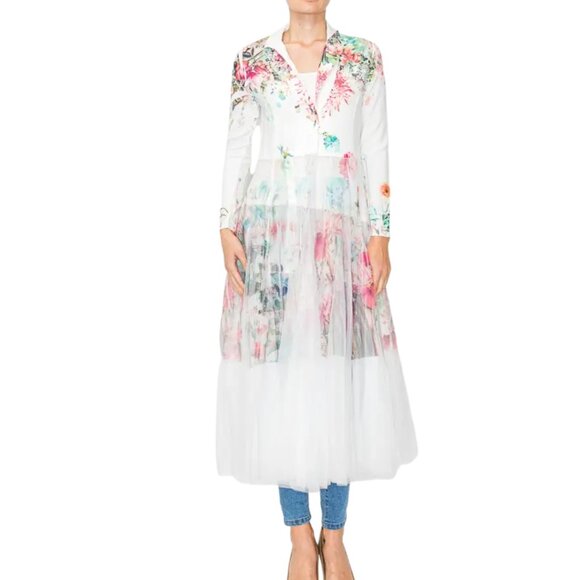 ORIGAMI FASHION Victorian Lace Tulle Floral Print Cardigan Duster S-XXL NWT - Picture 3 of 6